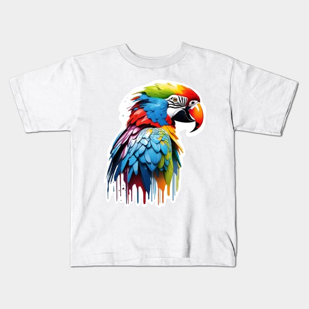 Parrot Head Dripping Rainbow Graffiti Kids T-Shirt by VictoriaLehnard